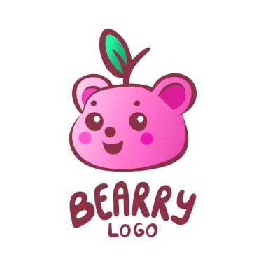 Pembe sakızlı ayı şekilli meyve logo baş 