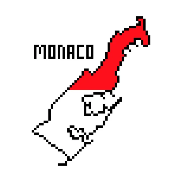 Bit Pixel Art Mônaco Mapa Coberto Com Bandeira Isolada Sobre — Vetor de Stock