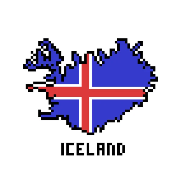 Bit Pixel Art Islandia Mapa Cubierto Con Bandera Aislada Sobre — Archivo Imágenes Vectoriales