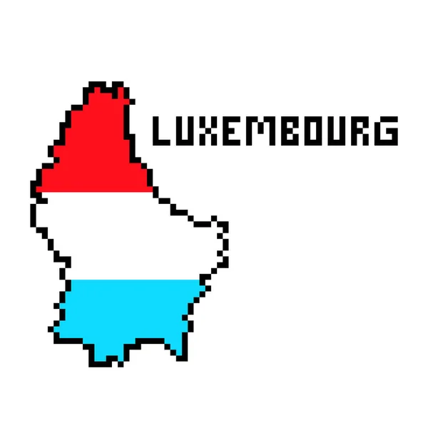 Bit Pixel Art Luxembourg Map Covered Flag Isolated White Background — Stock Vector