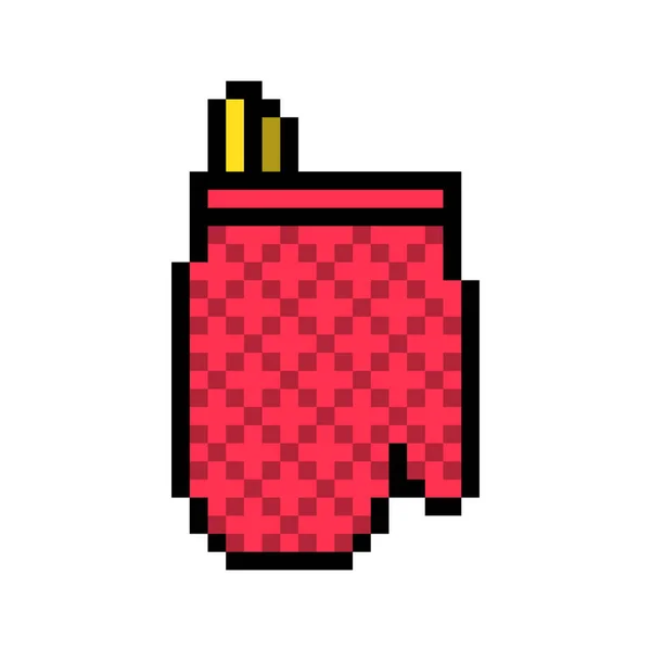 Guante Cocina Acolchado Rojo Icono Pixel Art Aislado Sobre Fondo — Archivo Imágenes Vectoriales