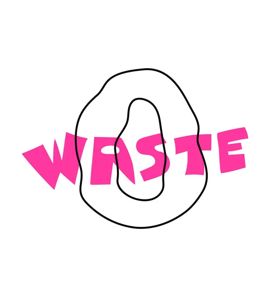 Zero Waste Doodle Schriftzug Isoliert Auf Weißem Hintergrund Skizzenhafter Umweltfreundlicher — Stockvektor