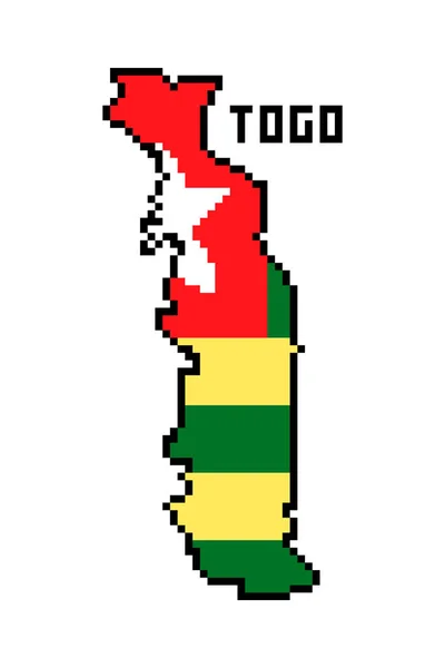 Togolese Republic Togo Bit Pixel Art Mapa Del País Africano — Vector de stock