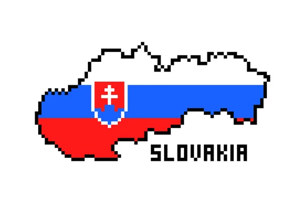 Bit Pixel Art Slovakia Slovak Republic Map Covered Flag Isolated — Stock Vector