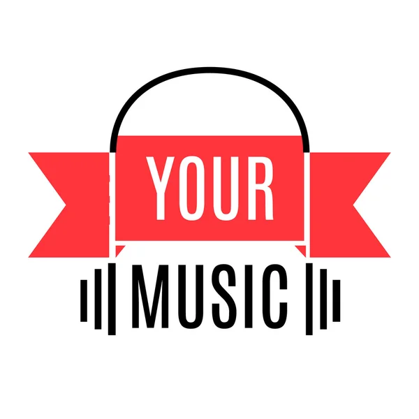 Şerit ve stilize bir kulaklık ile müzik logosu