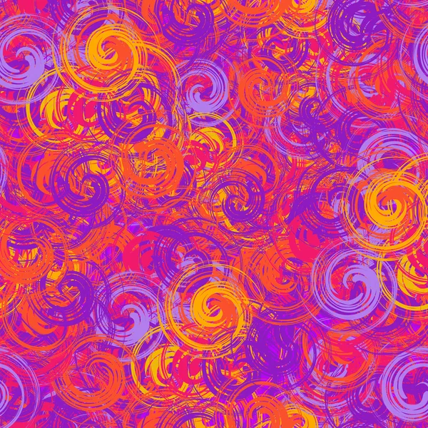 Seamless pattern with violet and orange spirals — Stock Vector