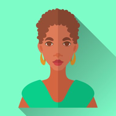 Kadın karakter simgesi gölge ile düz stil kare şeklinde