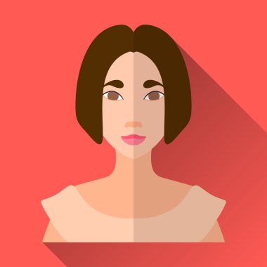 Kadın karakter simgesi gölge ile düz stil kare şeklinde