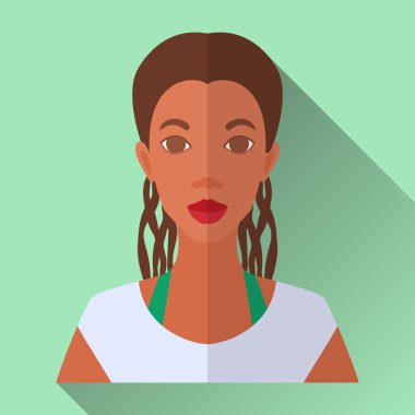 Kadın karakter simgesi gölge ile düz stil kare şeklinde