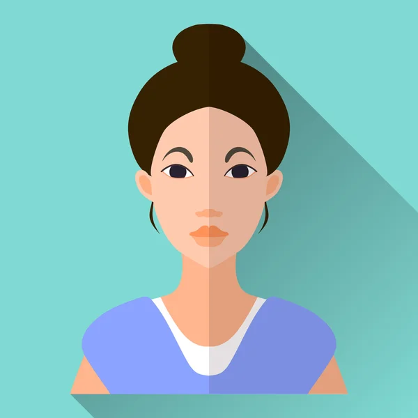 Style plat forme carrée icône de caractère féminin avec ombre — Image vectorielle
