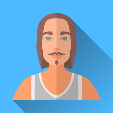 Sallamak adam uzun saç, sakal ve bıyık, düz simgesi kare 