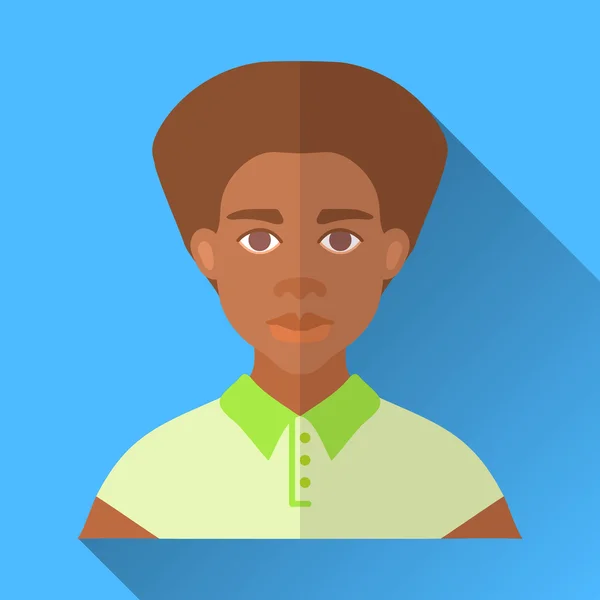 Joven hipster de moda hombre afroamericano, icono plano cuadrado — Archivo Imágenes Vectoriales