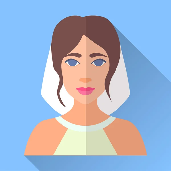 Hochzeitstag Braut, blau quadratische flache Ikone mit Schatten — Stockvektor