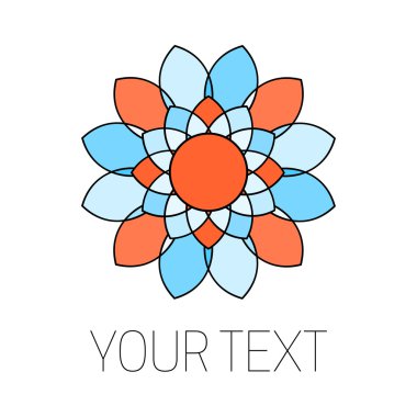 Zarif Turuncu ve mavi çiçek logo