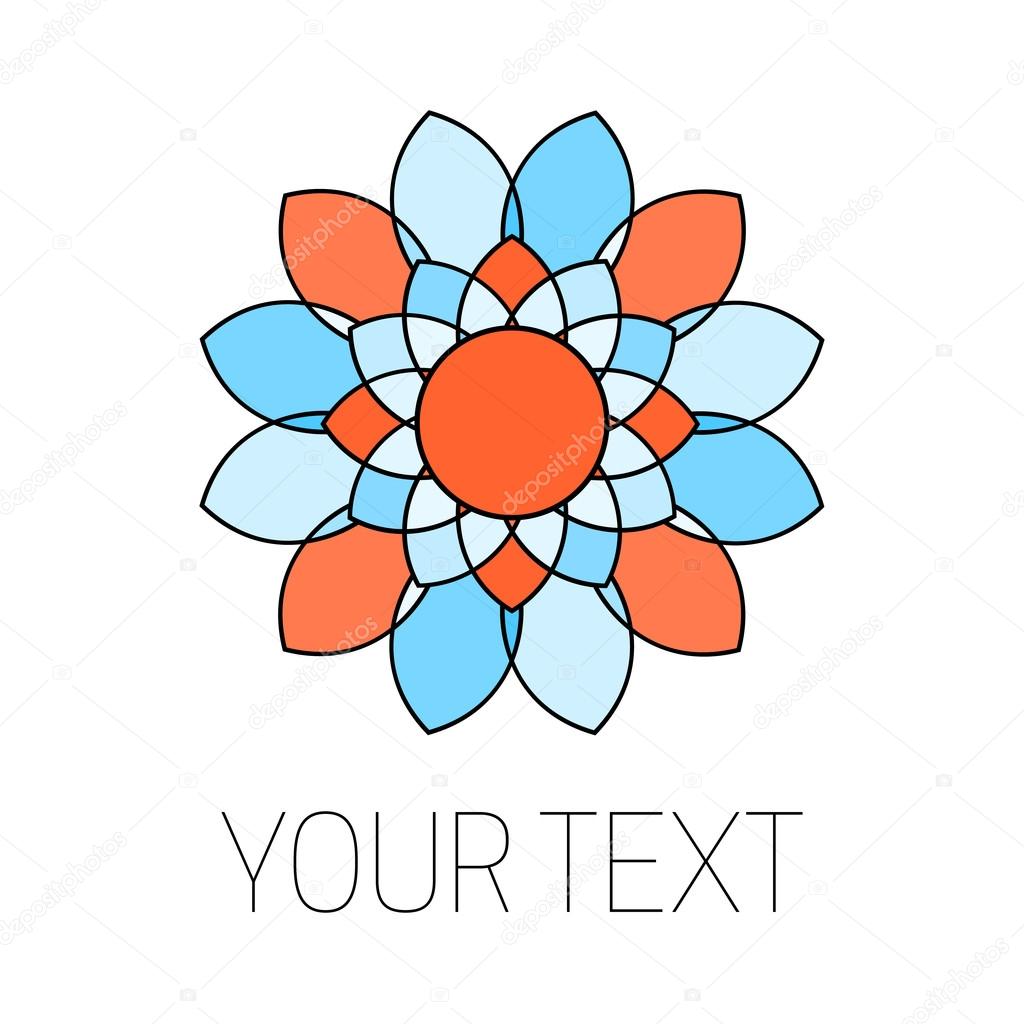 Elegant orange and blue flower logotype