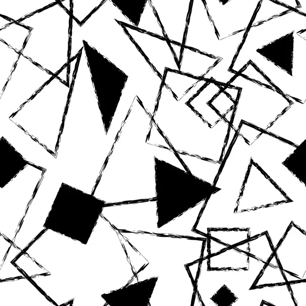 Abstract monochrome seamless pattern with triangles and squares — Stock Vector