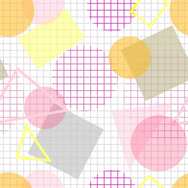 Patrón sin costura pálido con forma geométrica rosa, amarilla y gris — Vector de stock