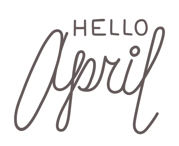 Hallo april, line-Schriftzug auf weißem Hintergrund — Stockvektor