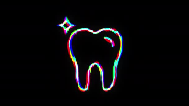 Glitch effekt animation av tandvård ikonen. — Stockvideo