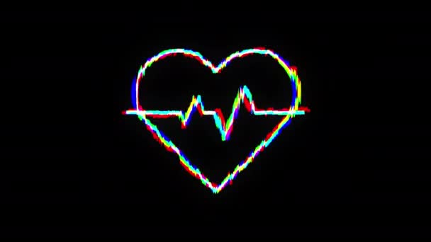 Анимация эффекта сбоя иконки Heartbeat. — стоковое видео