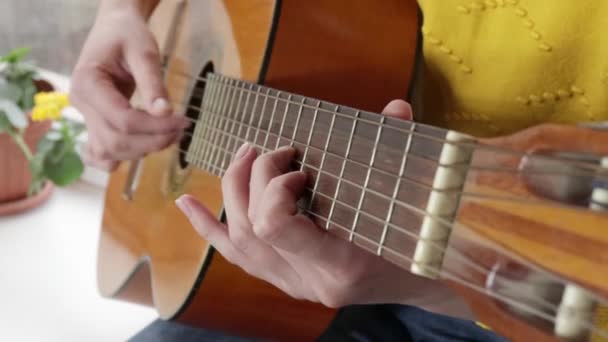 Una mujer muy ocupada toca la guitarra — Vídeos de Stock