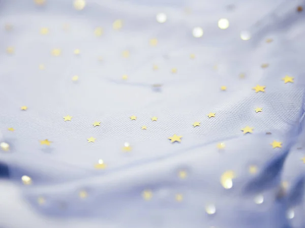 Tulle com estrelas na cor cinza-azul — Fotografia de Stock