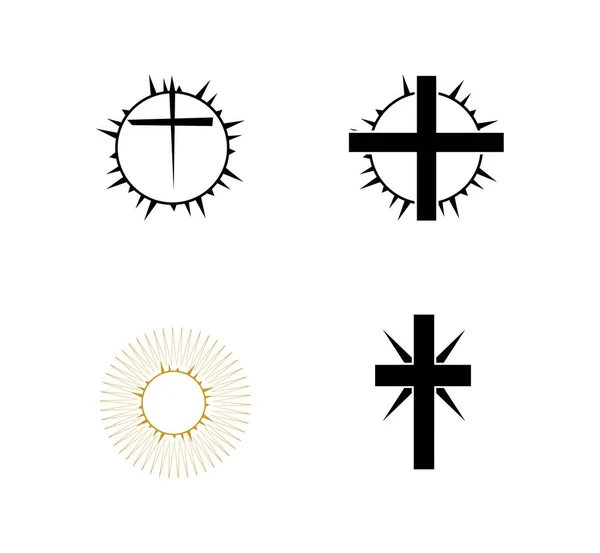 Reihe Religiöser Symbole Isoliert — Stockvektor