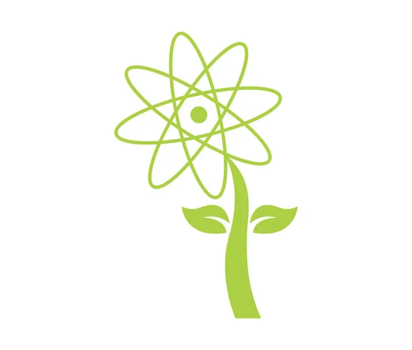 Icono Flor Núcleo Átomo Verde Aislado — Vector de stock