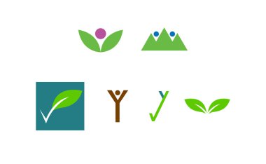 Beyaz arka planda izole edilmiş çevre dostu logolar.