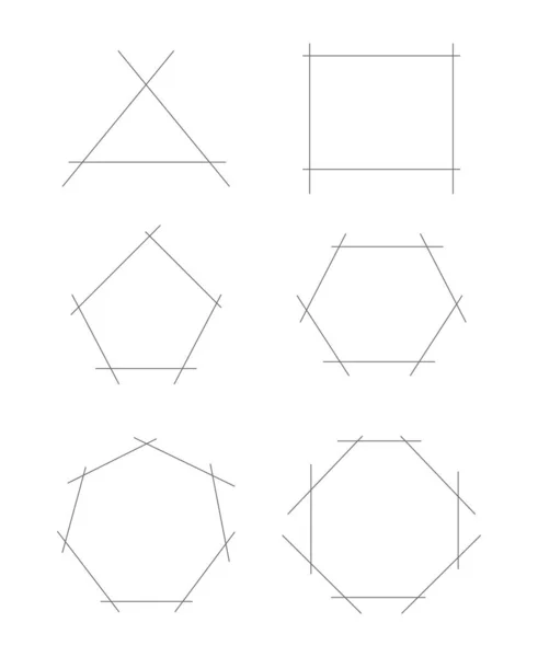 Beyaz Arkaplanda Izole Edilmiş Çokgen Simgeleri Kümesi — Stok Vektör