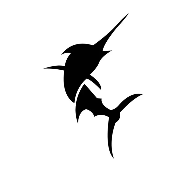 Логотип Черной Рыбы Меч Дизайн Изолирован Белом Фоне — стоковый вектор