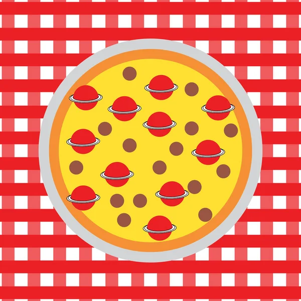 Przestrzeń Pizza Talerzu Stole — Wektor stockowy
