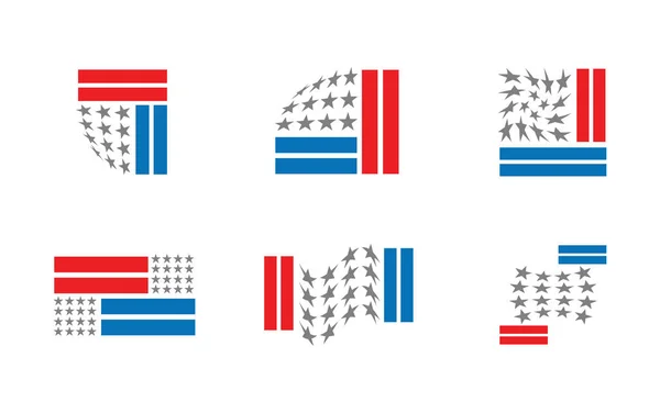 Набор Переосмысленных Нас Флаги Изолированы Белом Фоне — стоковый вектор
