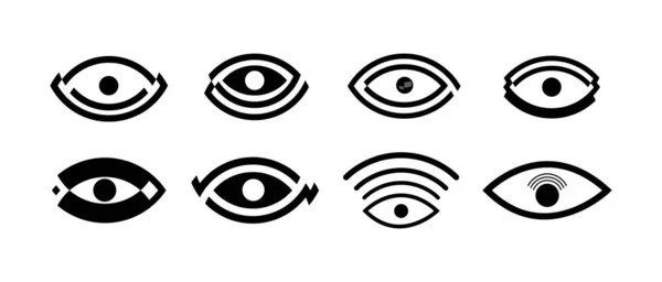 Набор Иконок Глаза Выделенных Белом Фоне — стоковый вектор