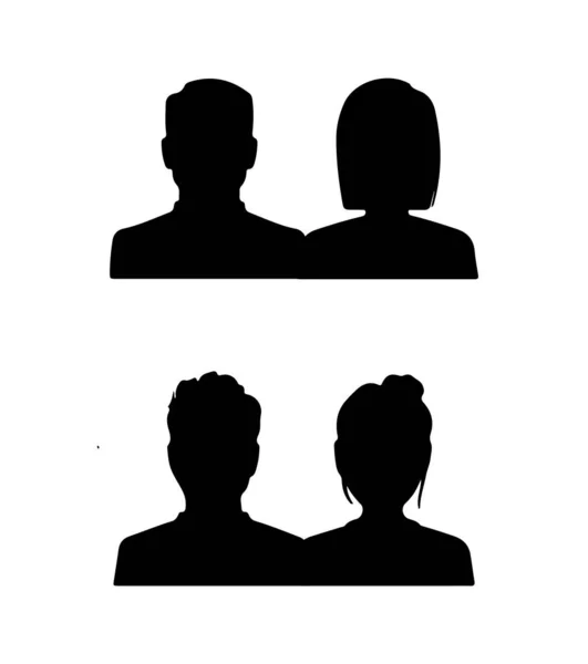 Set People Male Female Silhouettes Isolated White Background — Stock Vector