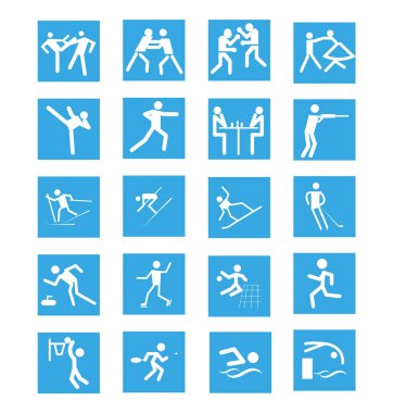 Beyaz arkaplanda izole edilmiş spor simgeleri