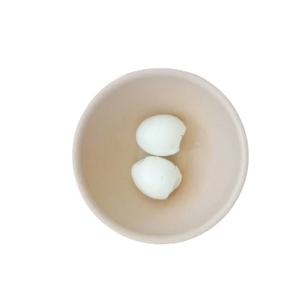 Roh Gekochte Eier Schüssel Auf Weißem Hintergrund — Stockfoto