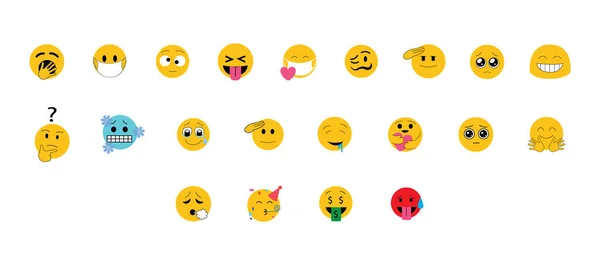 Icônes Emoji Mis Isolé Sur Fond Blanc — Image vectorielle