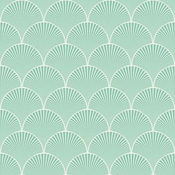 원활한 청록색 일본 아트 데코 꽃 파도 패턴 벡터 — 스톡 벡터
