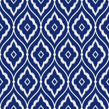 Sorunsuz porselen çivit mavi ve beyaz vintage Farsça ikat desen vektör