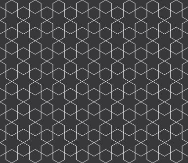 Sorunsuz siyah beyaz İslam altıgenler ve yıldız vintage tasarlamak vektör