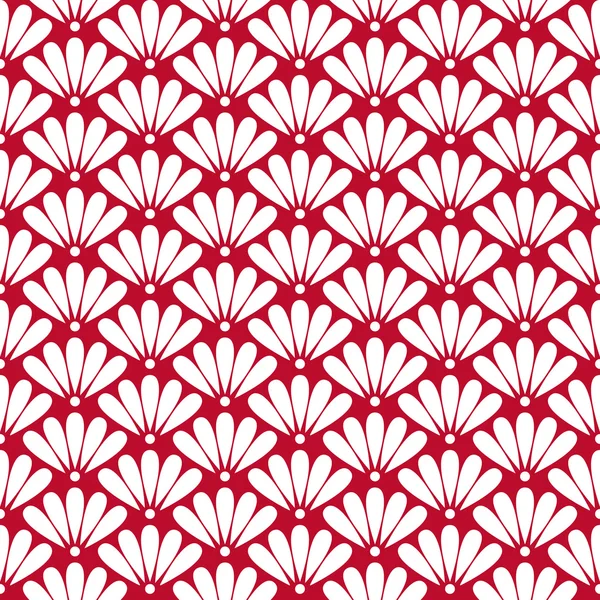 원활한 기업 빨간색과 흰색 동양 꽃 패턴 벡터 — 스톡 벡터