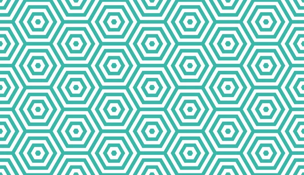 Seamless mint and white op art hexagon illusion pattern vector — Stock Vector