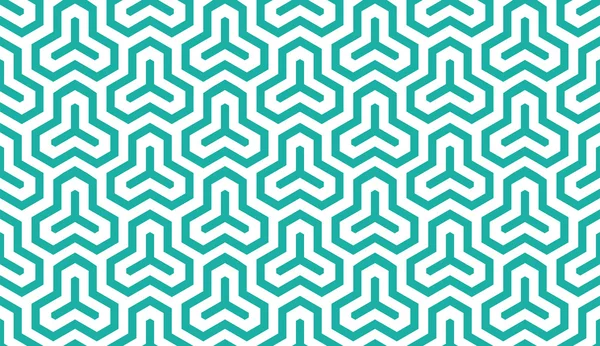 Seamless mint and white isometric hexagonal symmetry medieval pattern vector — Stock Vector