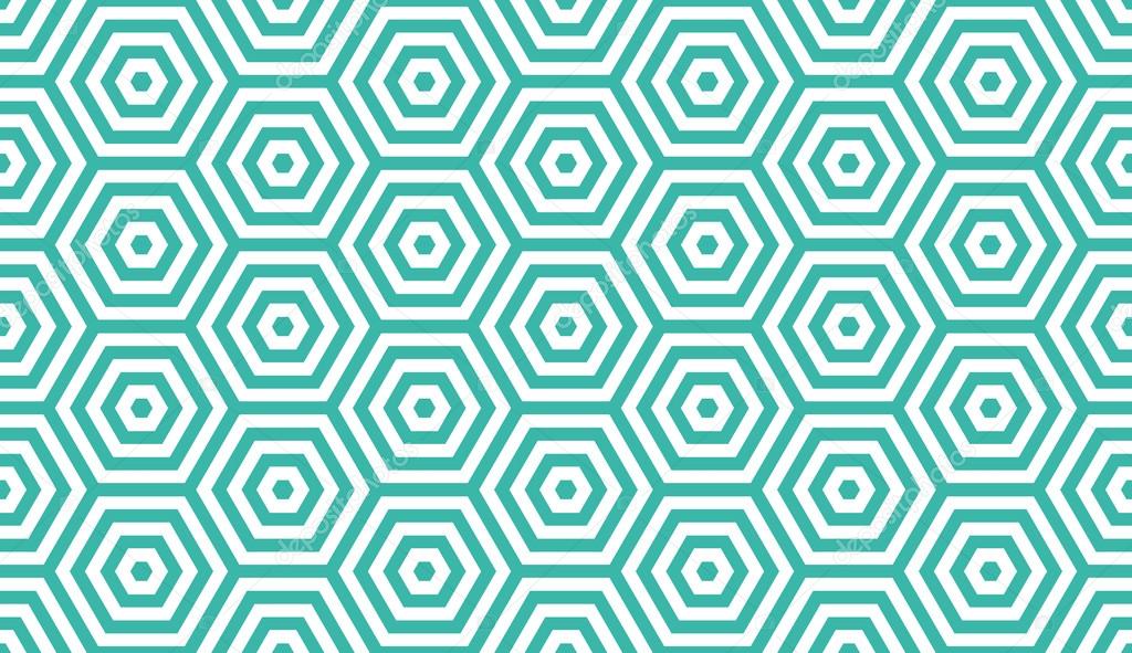 Seamless mint and white op art hexagon illusion pattern vector