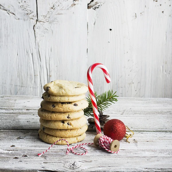 American cookies stacked on wood — Stock Photo, Image