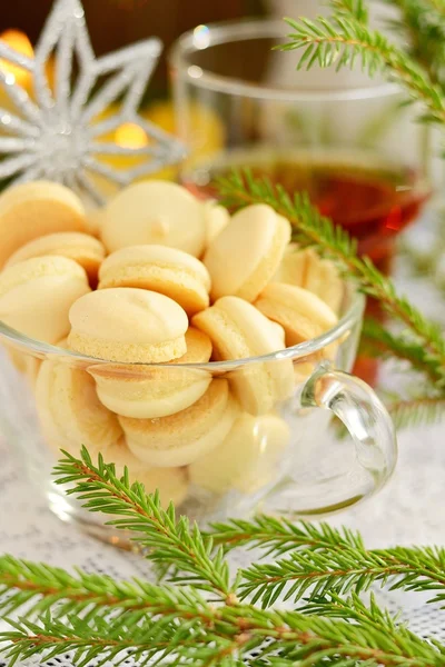 Cookies on New Years table in a glass cup — Stock Photo, Image