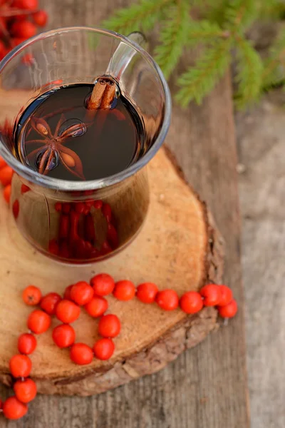 Autumn in a glass of mulled wine — Stock Photo, Image