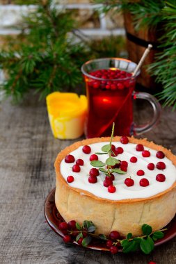 beyaz çikolatalı cheesecake cranberries ile tart