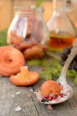 mercan sütlü kap mantarlı arka plan